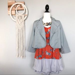 Cropped Pea Coat with Bracelet Length Sleeves